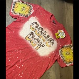 Unisex Womens Softball Game Day Bleached Shirt and Earring Bundle